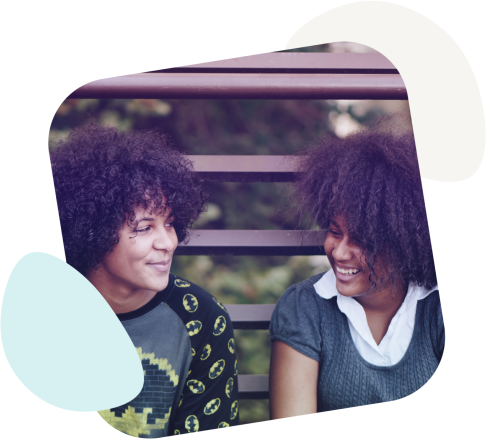 Two friends laughing