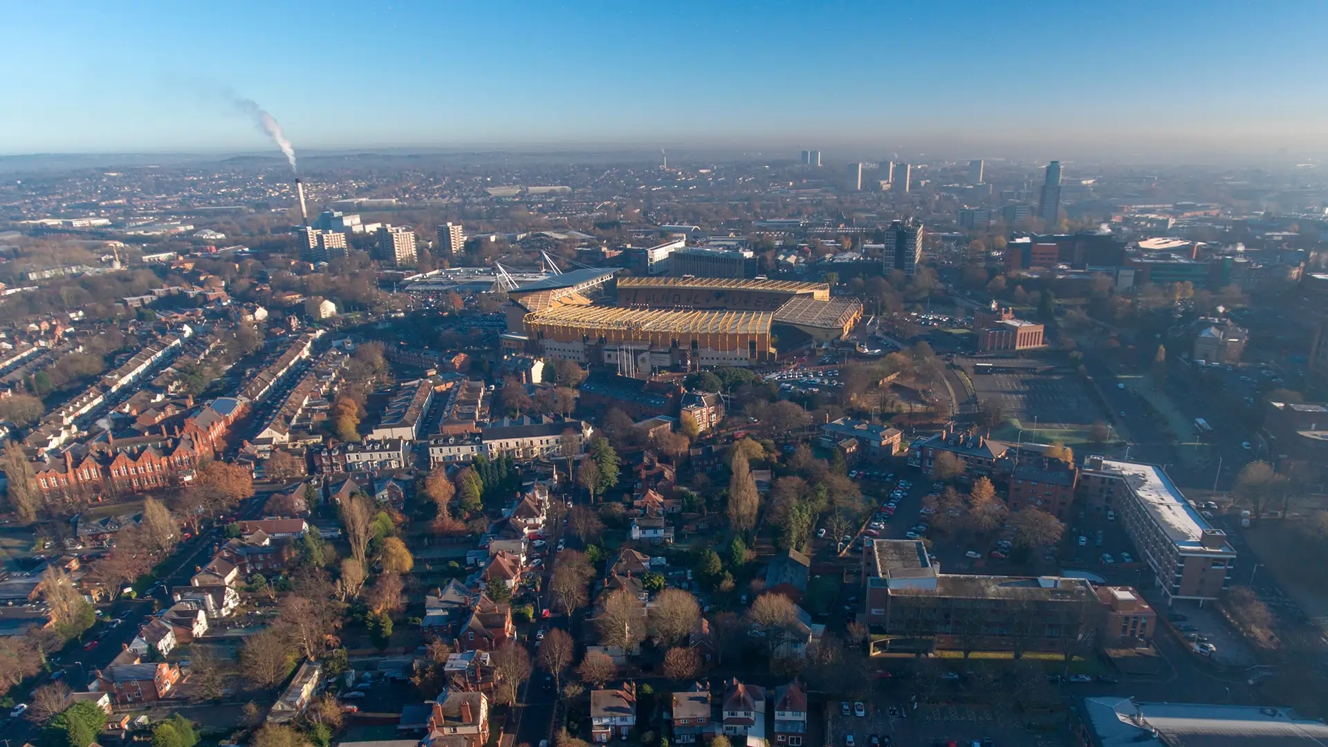Sky view of Wolverhampton city centre