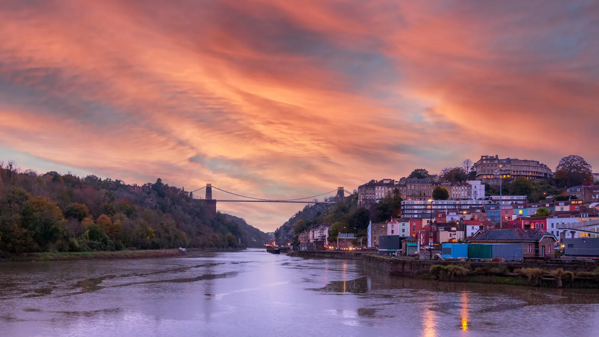 Bristol Clifton Suspension Bridge in sunset