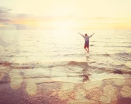 Childing playing in sea